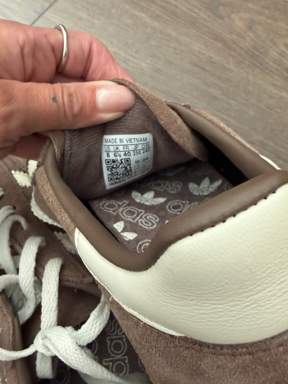 adidas Women’s Spezial Sneakers in Brown with Cream Stripes - Picture 5 of 5